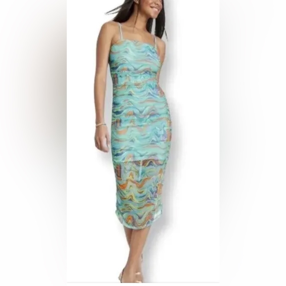 Wild Fable Bodycon dress 👗 wave 🌊 print,rushed mesh,used once,like new 👌